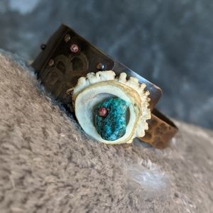 Handmade turquoise and copper bracelet